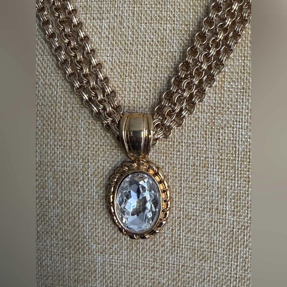 Givenchy Paris New York Vintage Multi Strand Gold-Plated and Rhinestone Necklace - Picture 3 of 17